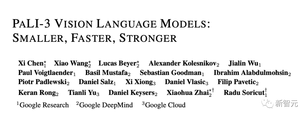 1/10体量达到SOTA!谷歌发布5B参数视觉语言模型PaLI-3,更小更快却更强