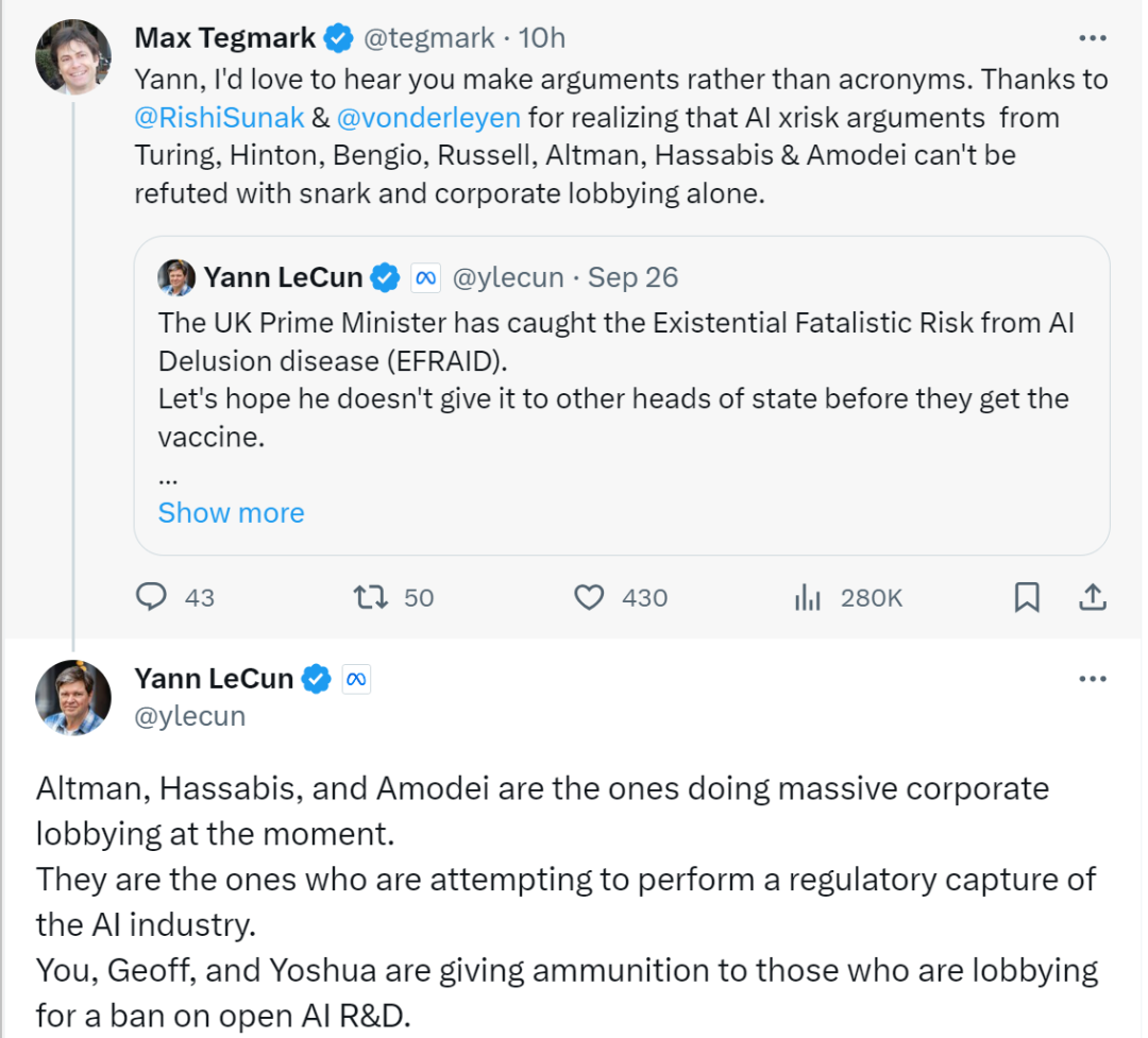 图灵奖得主吵起来了,LeCun:Bengio、Hinton 等的 AI 灭绝论是荒谬的