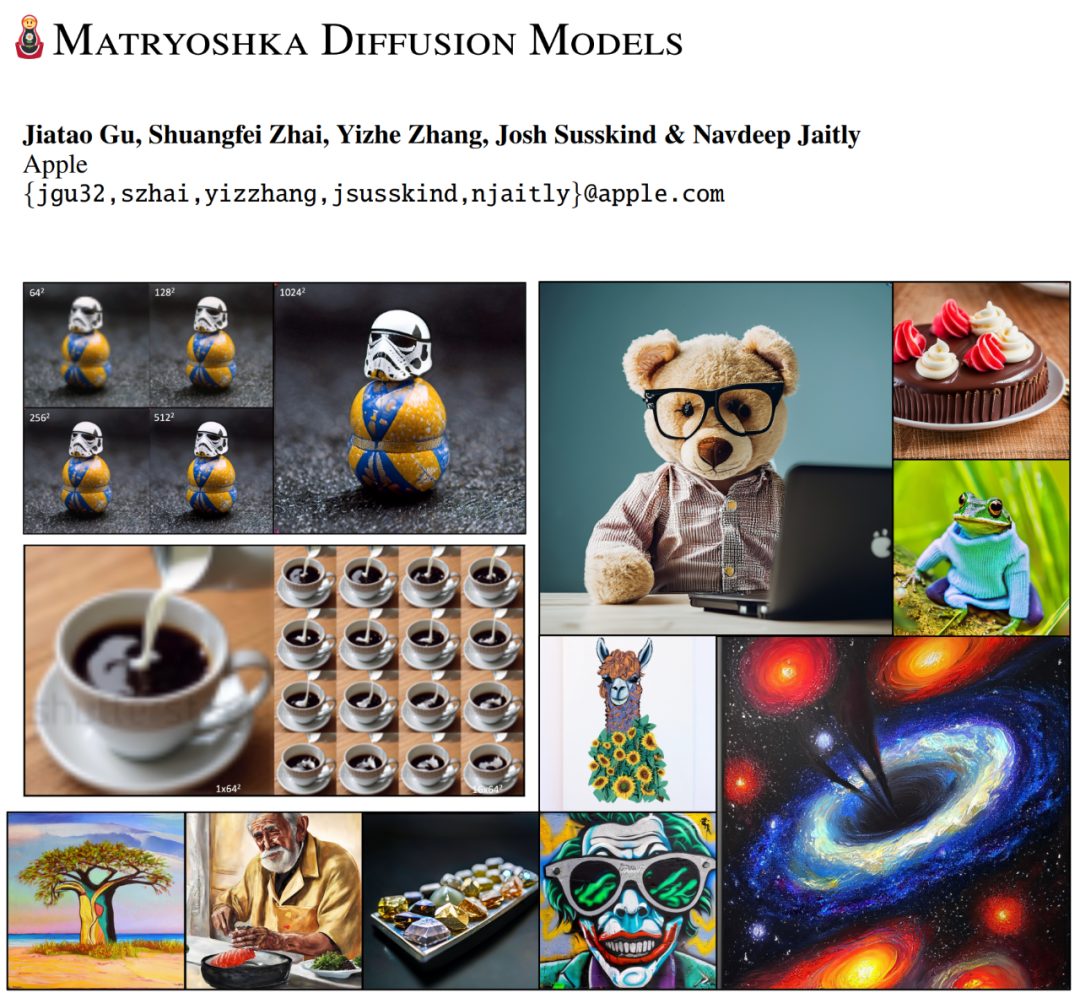 苹果文生图大模型亮相:俄罗斯套娃式扩散,支持1024x1024分辨率