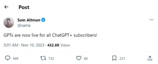 GPTs正式上线!全民自定义ChatGPT助手时代来啦