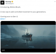Runway 推出 Motion Brush 功能,可将图像的特定区域设置为运动状态 Runway 推出 Motion Brush 功能,可将图像的特定区域设置为运动状态