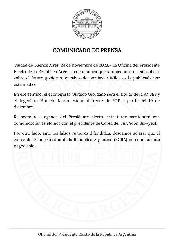 比特币狂人确定关闭阿根廷央行