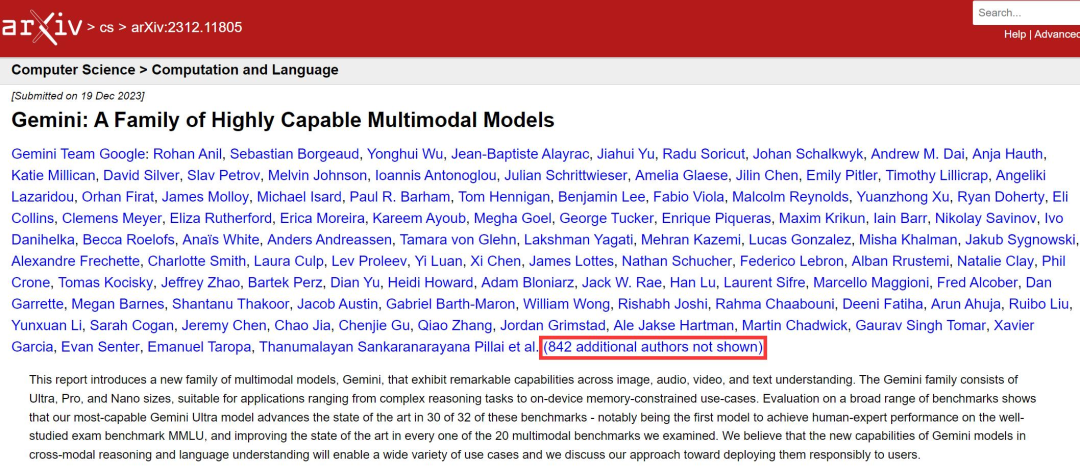 谷歌Gemini技术报告出炉，作者多达900余人