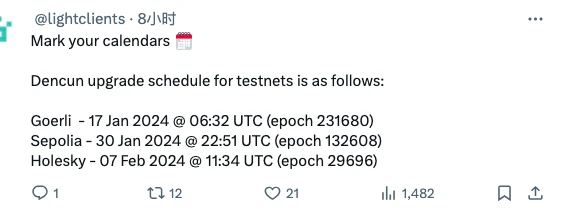坎昆升级时间表确认,两周之内落地Goerli