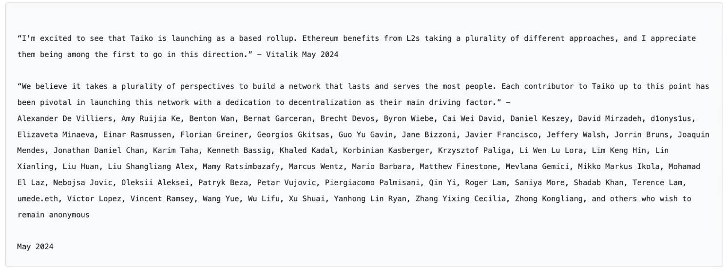 获Vitalik新文赞赏,一文详解Taiko的技术创新与生态建设