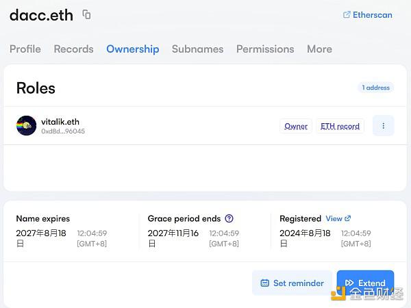 Vitalik铸造ENS域名dacc.eth d/acc概念到底是什么?