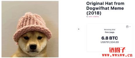 dogwifhat原版迷因毛帽公开拍卖!买家以80万美金得标,被谁买走了?